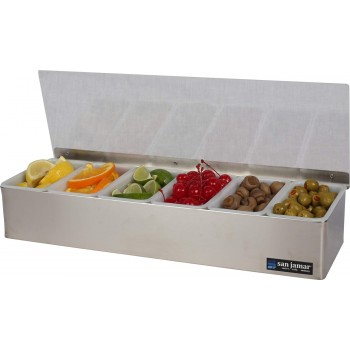 Garnish Tray - Non-Chilled - (6) 1 Pt w/Plex Lids