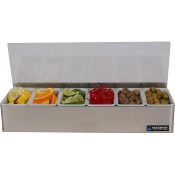 Garnish Tray - Non-Chilled - (6) 1 Pt w/Plex Lids